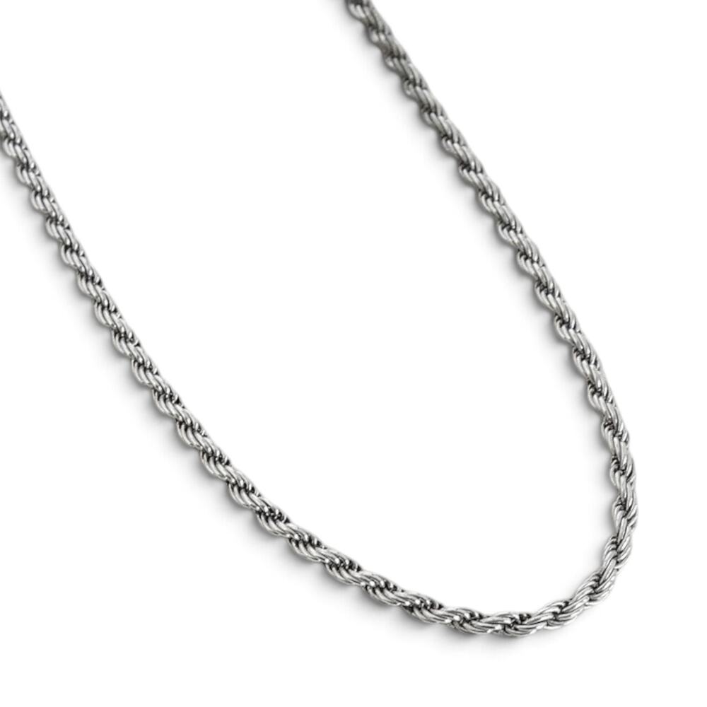 Vintage Italian Sterling Silver 925 Twist Chain Necklace 20" 1.5mm Thick
